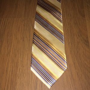 NWT Bachrach Yellow and Blue Striped Tie